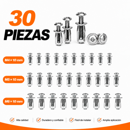 Set de 30/90 Tuercas Remachables de Cabeza Redonda, Acero al Carbono Galvanizado - Resistentes, Antioxidantes, para Chapa Metálica, Auto, Moto y Muebles (M4-M6)