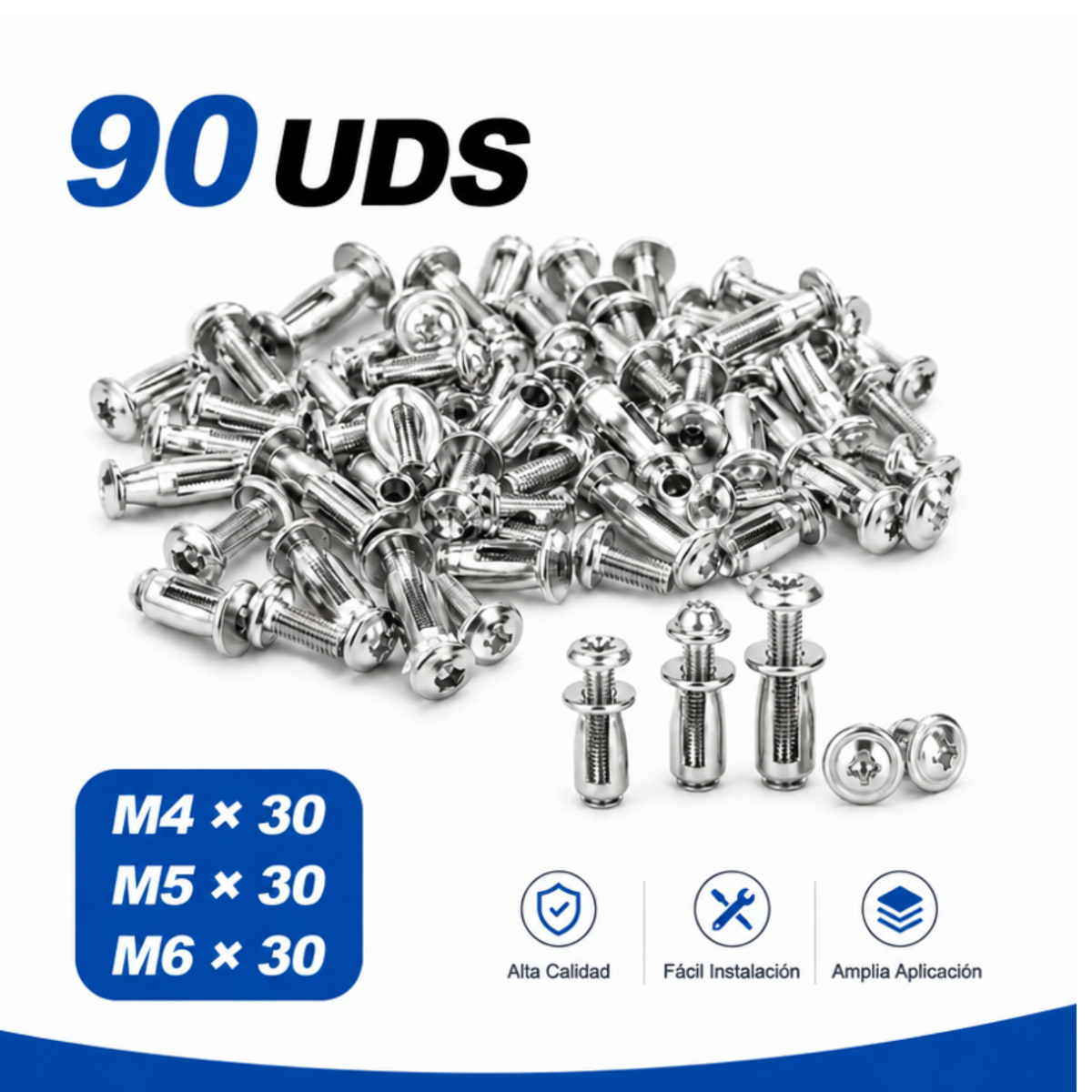 Set de 30/90 Tuercas Remachables de Cabeza Redonda, Acero al Carbono Galvanizado - Resistentes, Antioxidantes, para Chapa Metálica, Auto, Moto y Muebles (M4-M6)